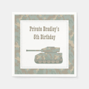 Camouflage Military Tank Army Birthday Party Paper Napkins