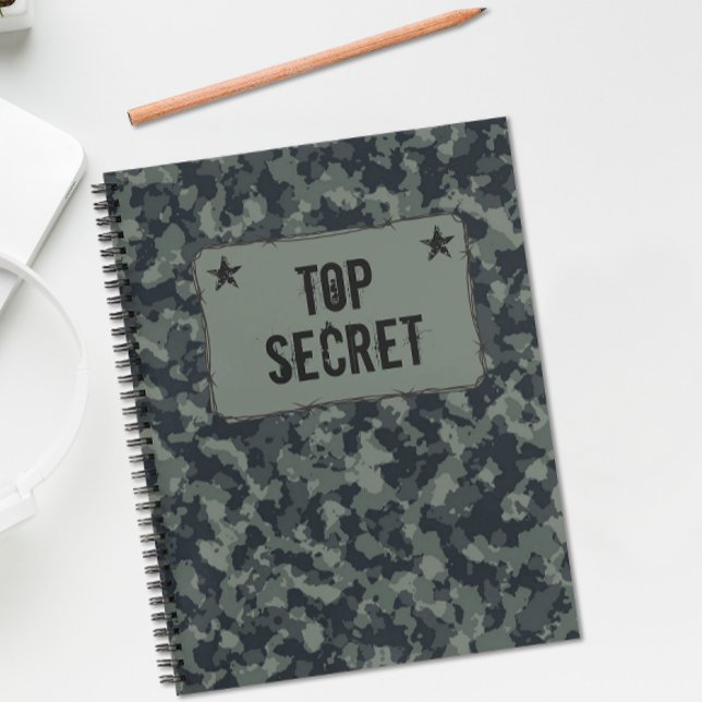 Camouflage Military Top Secret Notebook (Make school or journaling a little fun with this camo Top Secret notebook.)