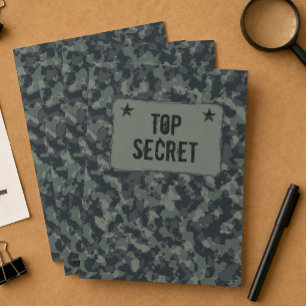 Camouflage Military Top Secret Pocket Folder