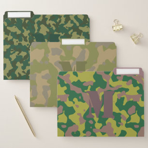 Camouflage Monogram File Folders