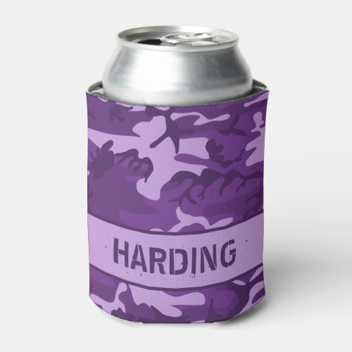 Camouflage Monogrammed Purple Can Cooler