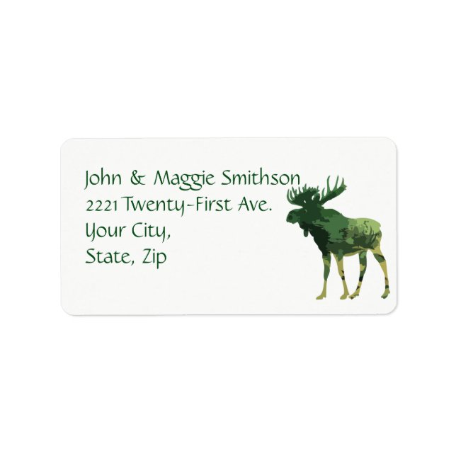 Camouflage Moose Animal Wildlife Nature art Label (Front)