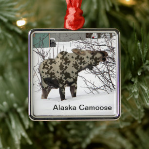 Camouflage Moose (Camoose) Metal Ornament