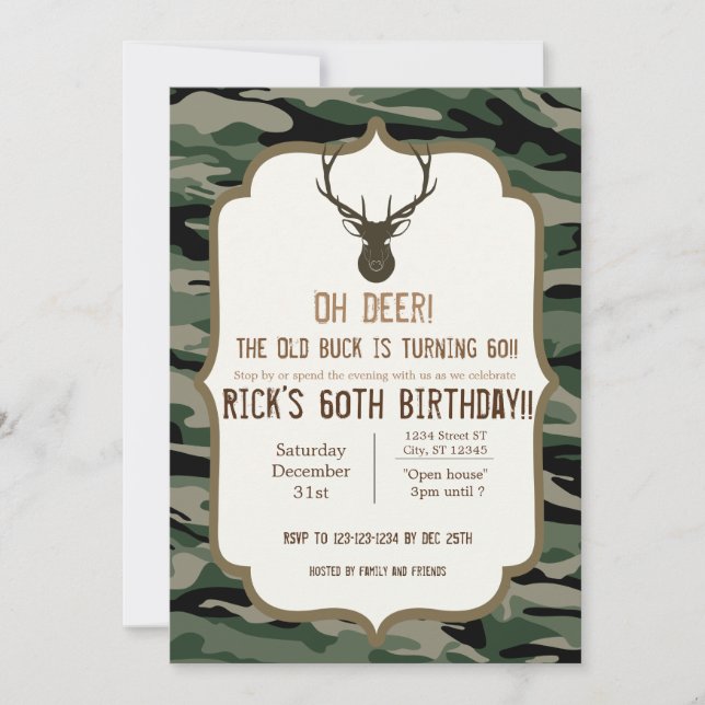 Camouflage - Oh Deer - The old buck is turning Invitation (Front)