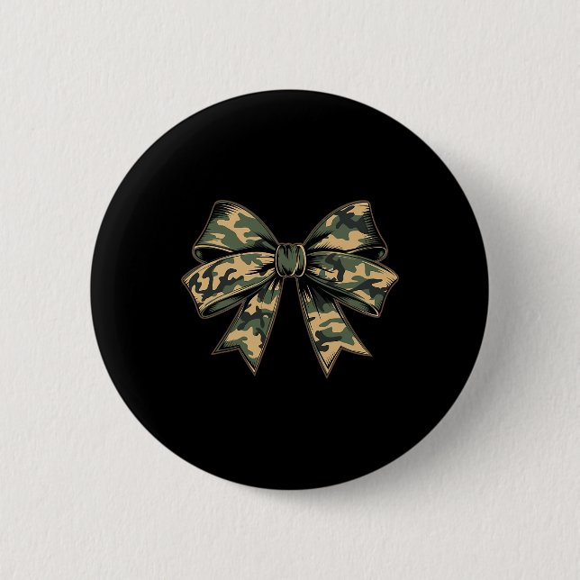 Camouflage Old Camo Bow Camo Coquette Bow Hunting  Button (Front)