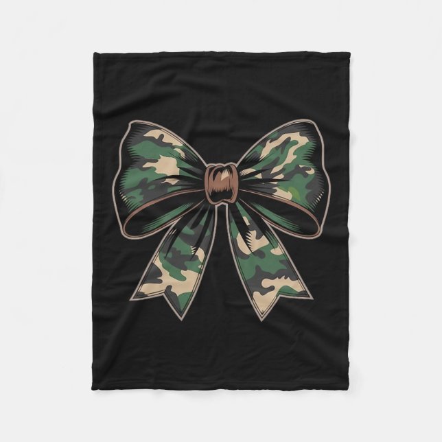 Camouflage Old Camo Bow Camo Coquette Bow Hunting  Fleece Blanket (Front)
