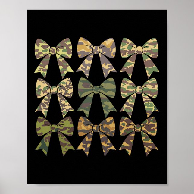 Camouflage Old Camo Bow Camo Coquette Bow Hunting  Poster (Front)