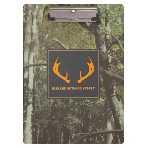 Camouflage Orange Deer Antlers Outdoor Business Clipboard