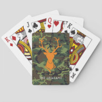 Camouflage Orange Deer Buck Hunting | Monogram Poker Cards
