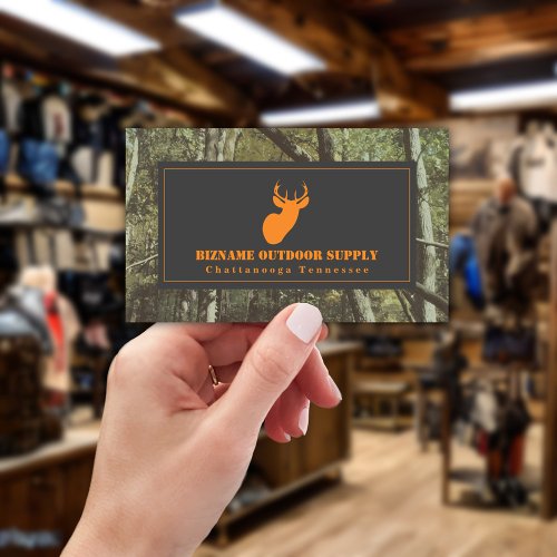 Camouflage  Orange Deer Outdoor Retail Business Card