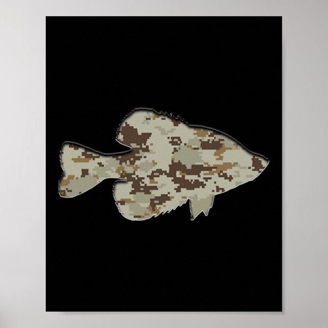 Camouflage Pan Fish Silhouette Digital Camo Crappi Poster (Front)