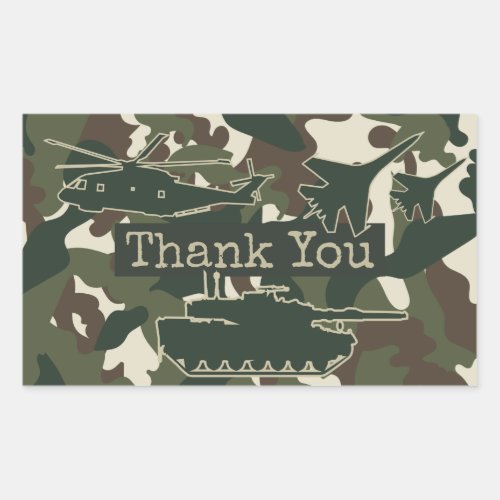 Camouflage Party Favor Thank You Stickers