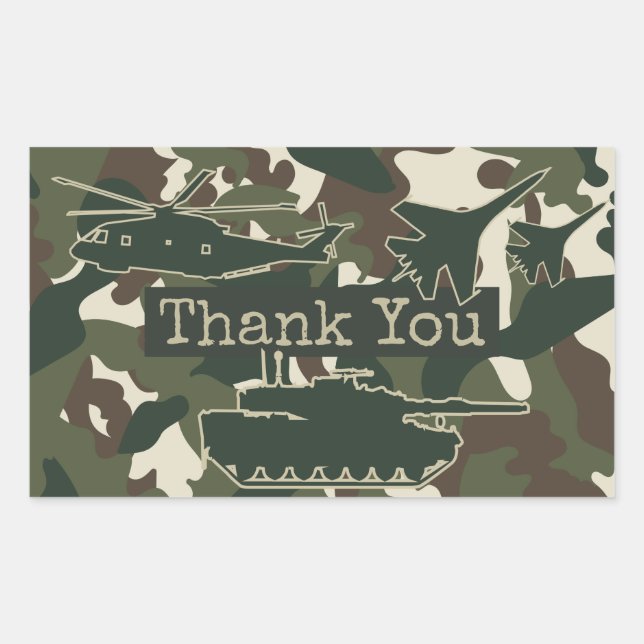 Camouflage Party Favor Thank You Stickers (Front)