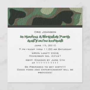 Camouflage Party Invitations