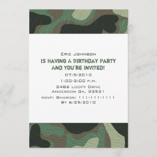 Camouflage Party Invitations