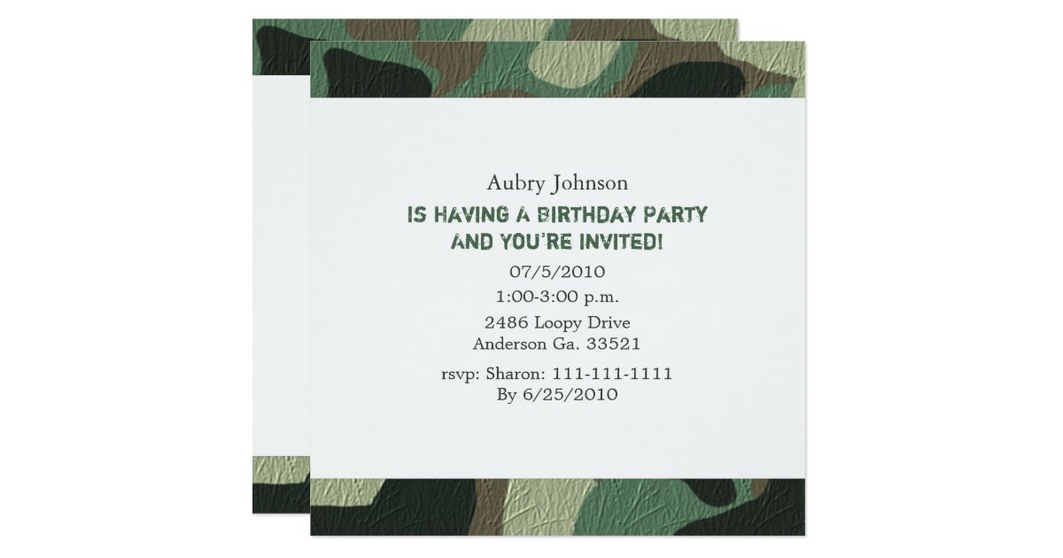 Camouflage Party Invitations | Zazzle