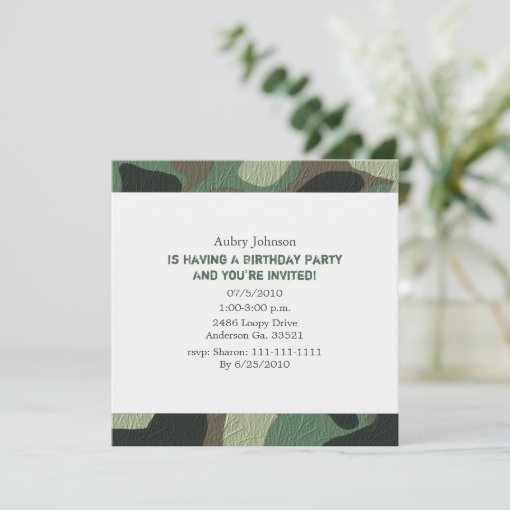 Camouflage Party Invitations Zazzle