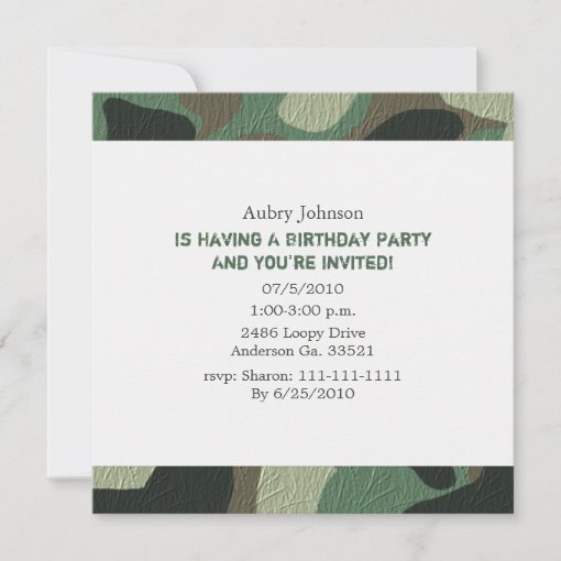 Camouflage Party Invitations Zazzle