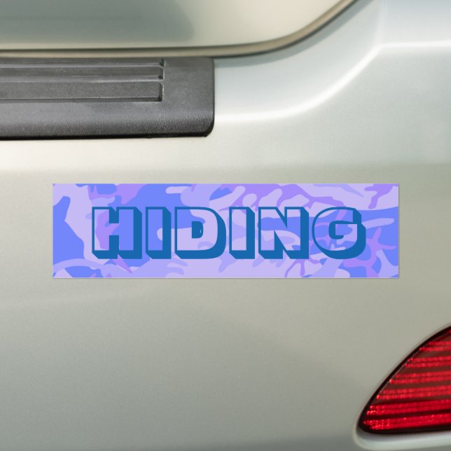 Camouflage Pastel Blue Abstract Funny Hiding Quote Bumper Sticker (On Car)