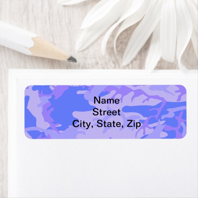 Camouflage Pastel Blue Abstract Pattern Address Label (Insitu)