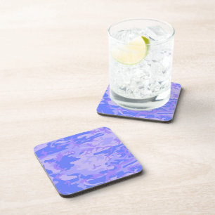 Camouflage Pastel Blue Abstract Pattern Beverage Coaster