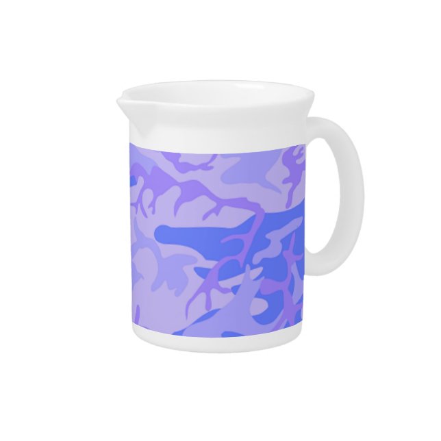 Camouflage Pastel Blue Abstract Pattern Beverage Pitcher (Right)