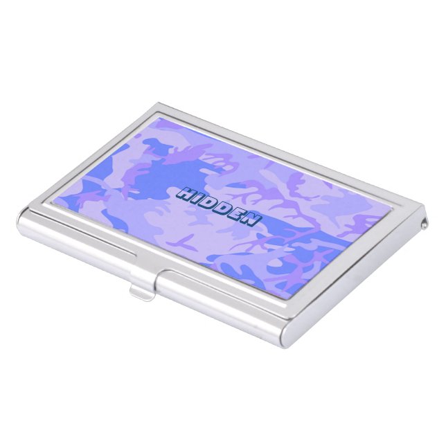 Camouflage Pastel Blue Abstract Pattern Business Card Case (Front)