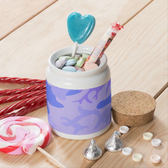 Camouflage Pastel Blue Abstract Pattern Candy Jar (In Situ)