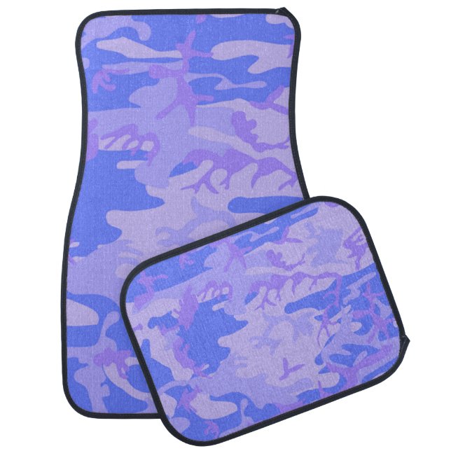 Camouflage Pastel Blue Abstract Pattern Car Floor Mat (Set)