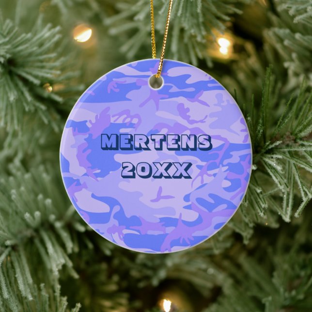 Camouflage Pastel Blue Abstract Pattern Ceramic Ornament (Tree)
