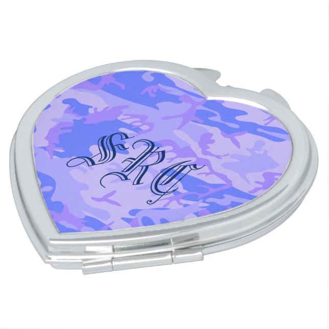 Camouflage Pastel Blue Abstract Pattern Compact Mirror (Turned)