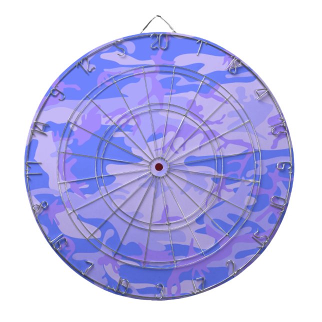 Camouflage Pastel Blue Abstract Pattern Dart Board (Front)