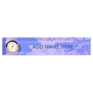 Camouflage Pastel Blue Abstract Pattern Desk Name Plate