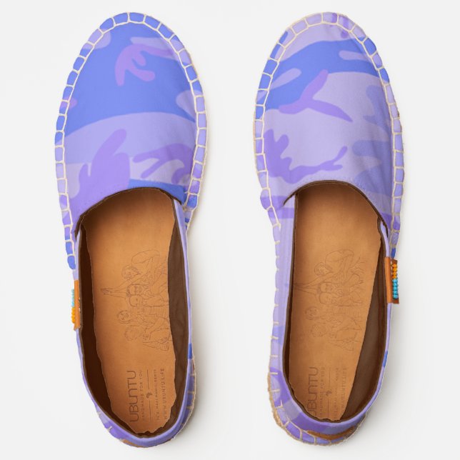 Camouflage Pastel Blue Abstract Pattern Espadrilles (Front)