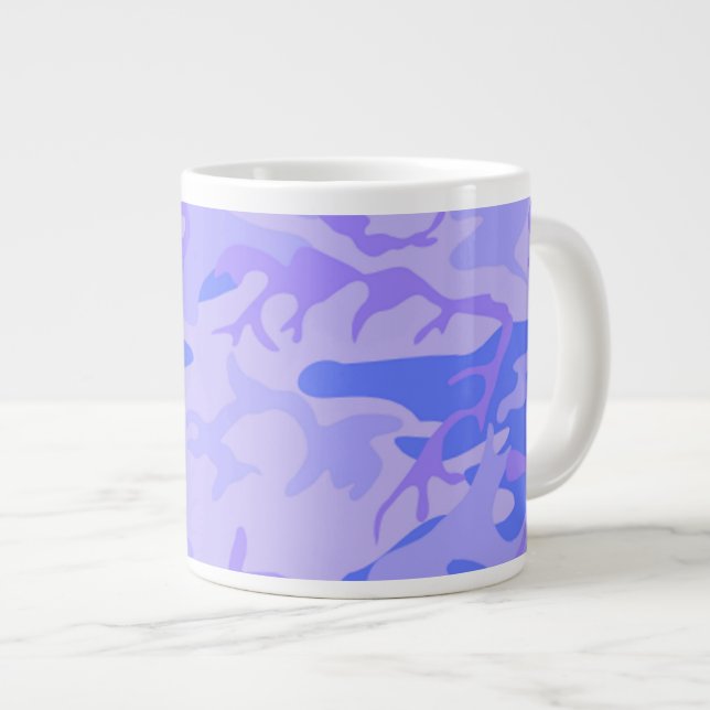 Camouflage Pastel Blue Abstract Pattern Giant Coffee Mug (Front Right)