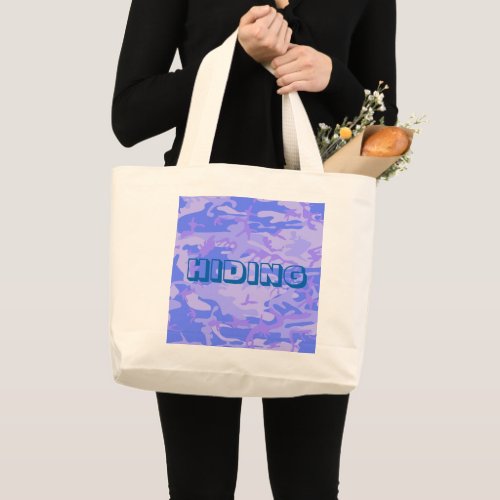 Camouflage Pastel Blue Abstract Pattern Large Tote Bag