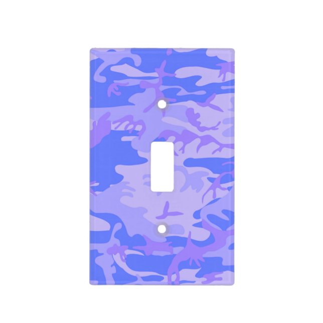 Camouflage Pastel Blue Abstract Pattern Light Switch Cover (Front)