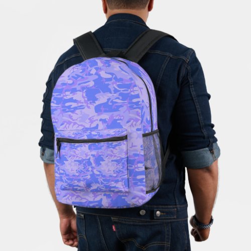 Camouflage Pastel Blue Abstract Pattern Printed Backpack