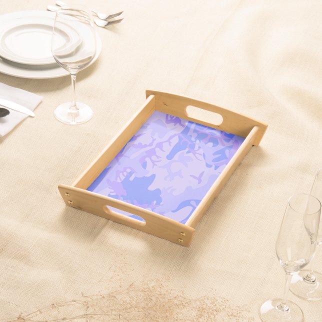 Camouflage Pastel Blue Abstract Pattern Serving Tray (Front)