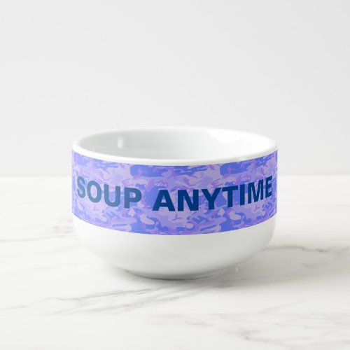 Camouflage Pastel Blue Abstract Pattern Soup Mug