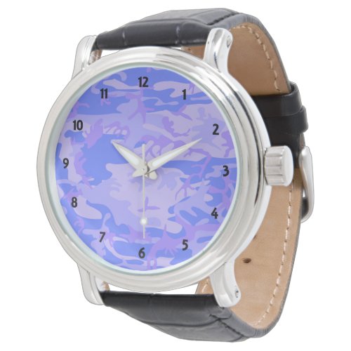 Camouflage Pastel Blue Abstract Pattern Watch