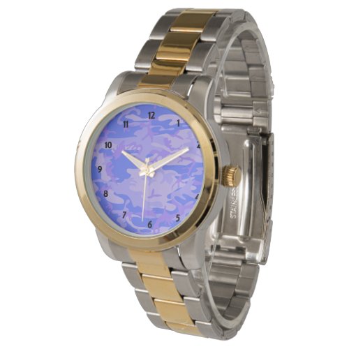 Camouflage Pastel Blue Abstract Pattern Womens Watch
