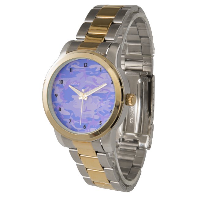 Camouflage Pastel Blue Abstract Pattern Women's Watch (Angled)