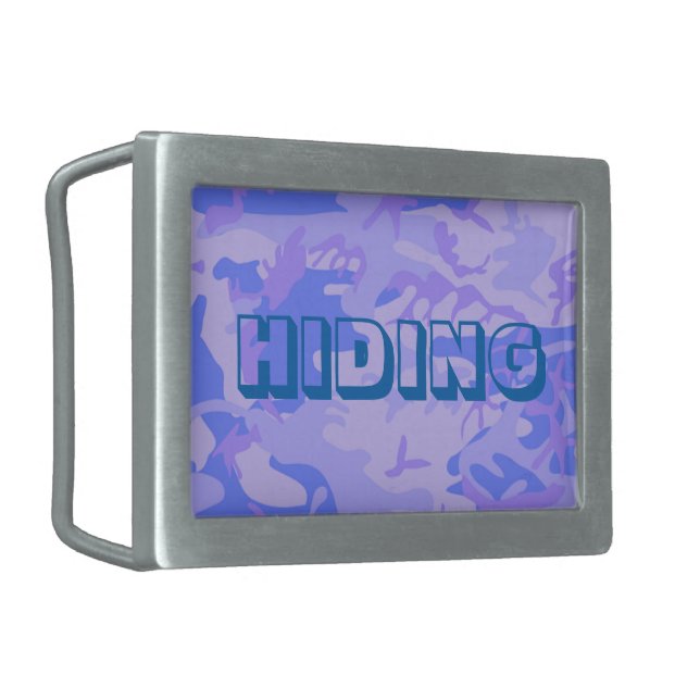 Camouflage Pastel Blue  Pattern Funny Quote Belt Buckle (Front Left)