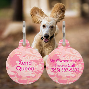 Camouflage Pastel Pink Abstract Pet Name ID Tag