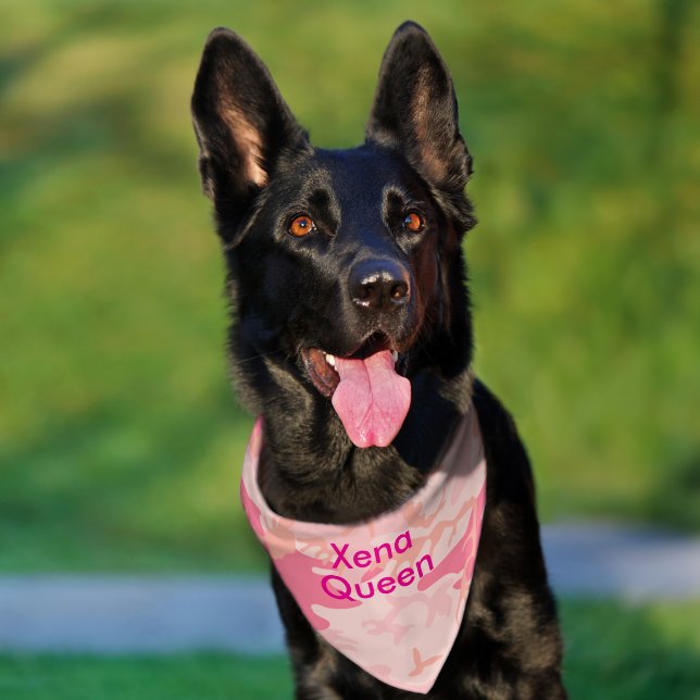 Camouflage Pastel Pink Abstract Pet Name Pet Bandana Collar (Dog)