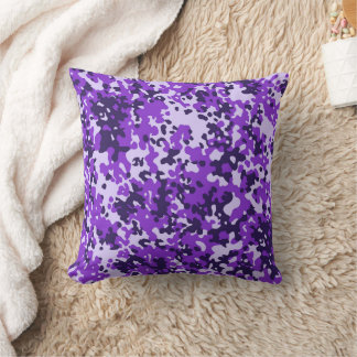 camouflage pattern 6 purple throw pillow