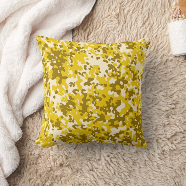 camouflage pattern 6  yellow throw pillow (Blanket)