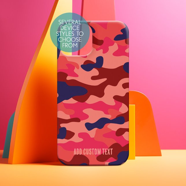 Camouflage Pattern - Blue Coral with Block Text Iphone Case (Personalized camo phone case)