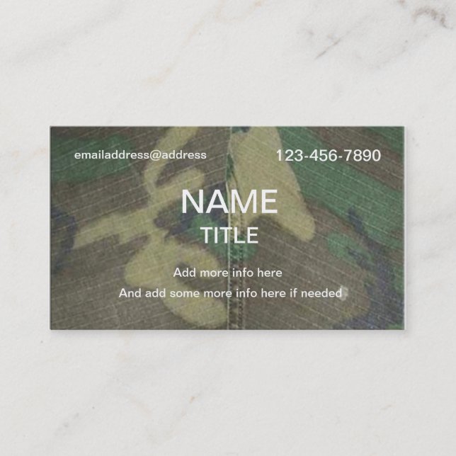Camouflage Pattern Business Card (Front)